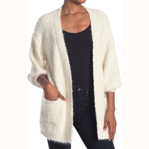 FRNCH Sweaters - FRNCH Paris Anthropology Boucle Eyelash Cardigan Beige S/M